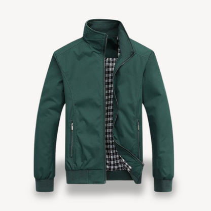 Men's Zip-Up Bomber Jacket with Check Lining