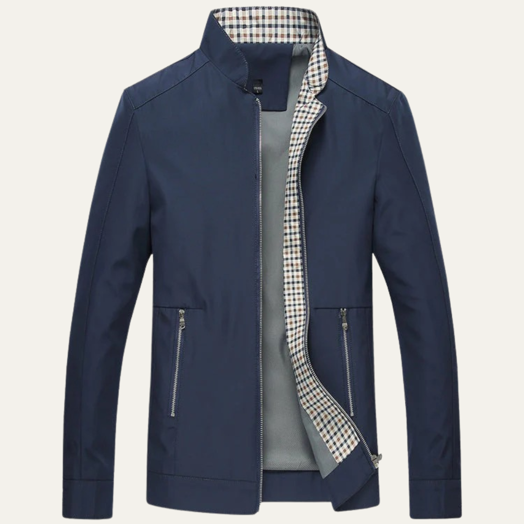 Men’s Summer Lightweight Plaid Lined Bomber Jacket