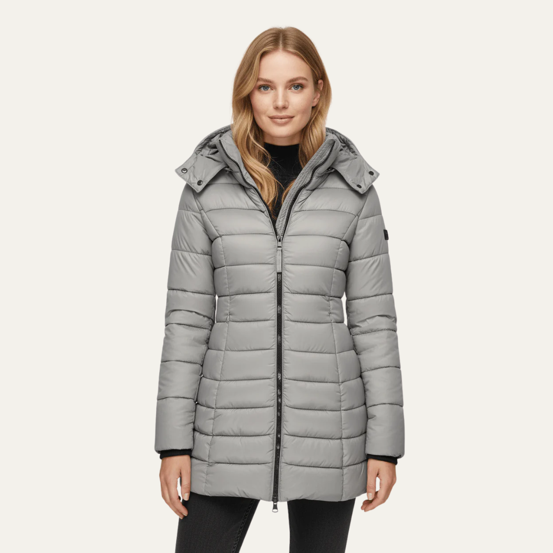 Women’s Fitted Mid-Length Hooded Puffer Coat