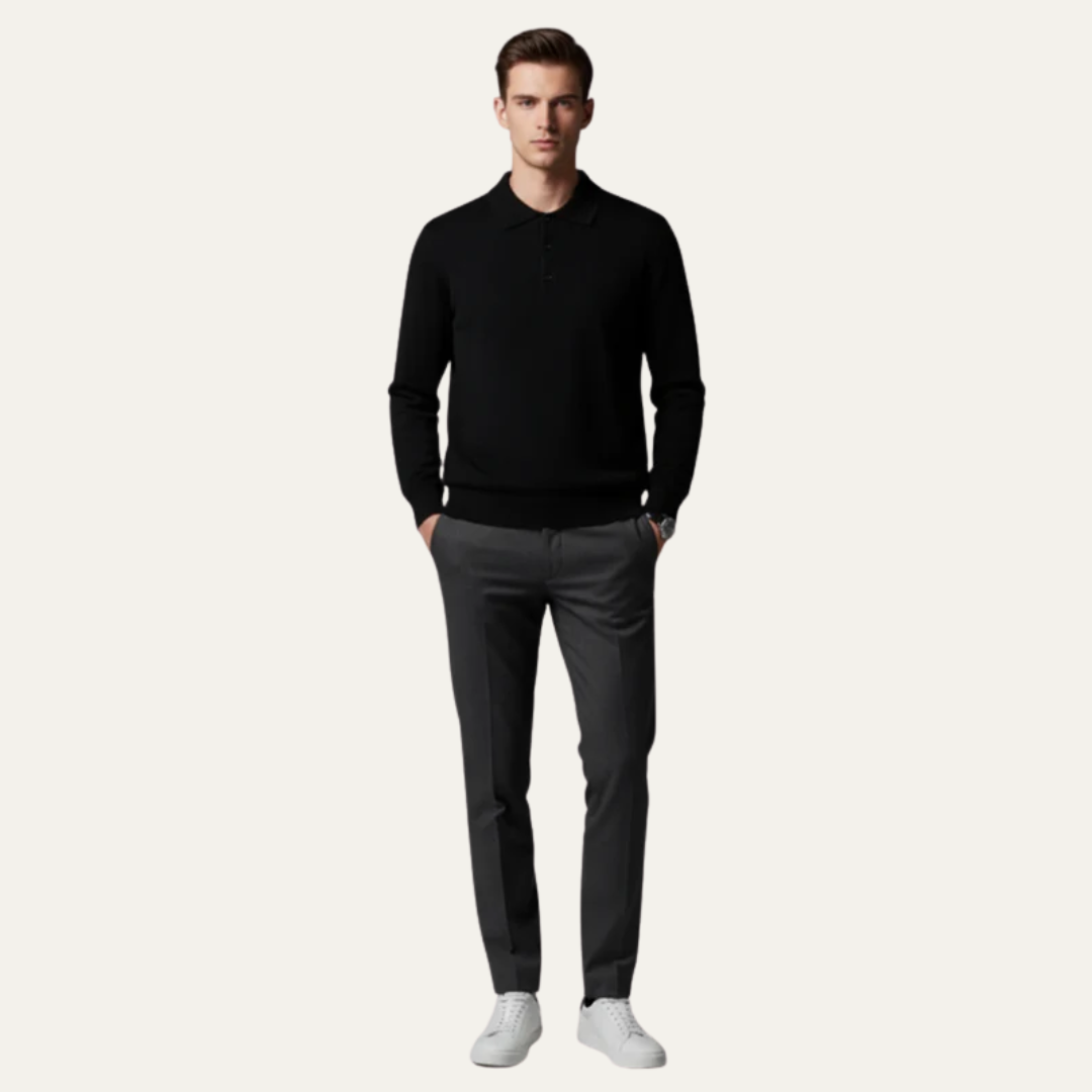 Men’s Long Sleeve Knit Polo Sweater