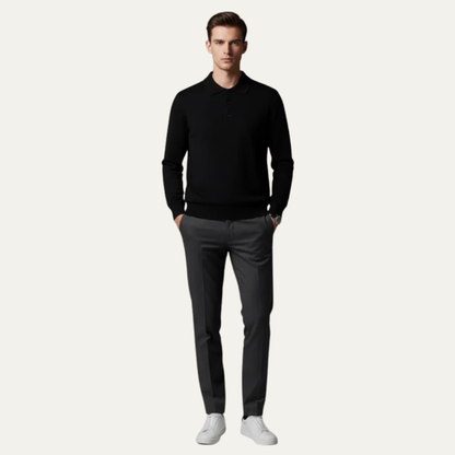 Men’s Long Sleeve Knit Polo Sweater