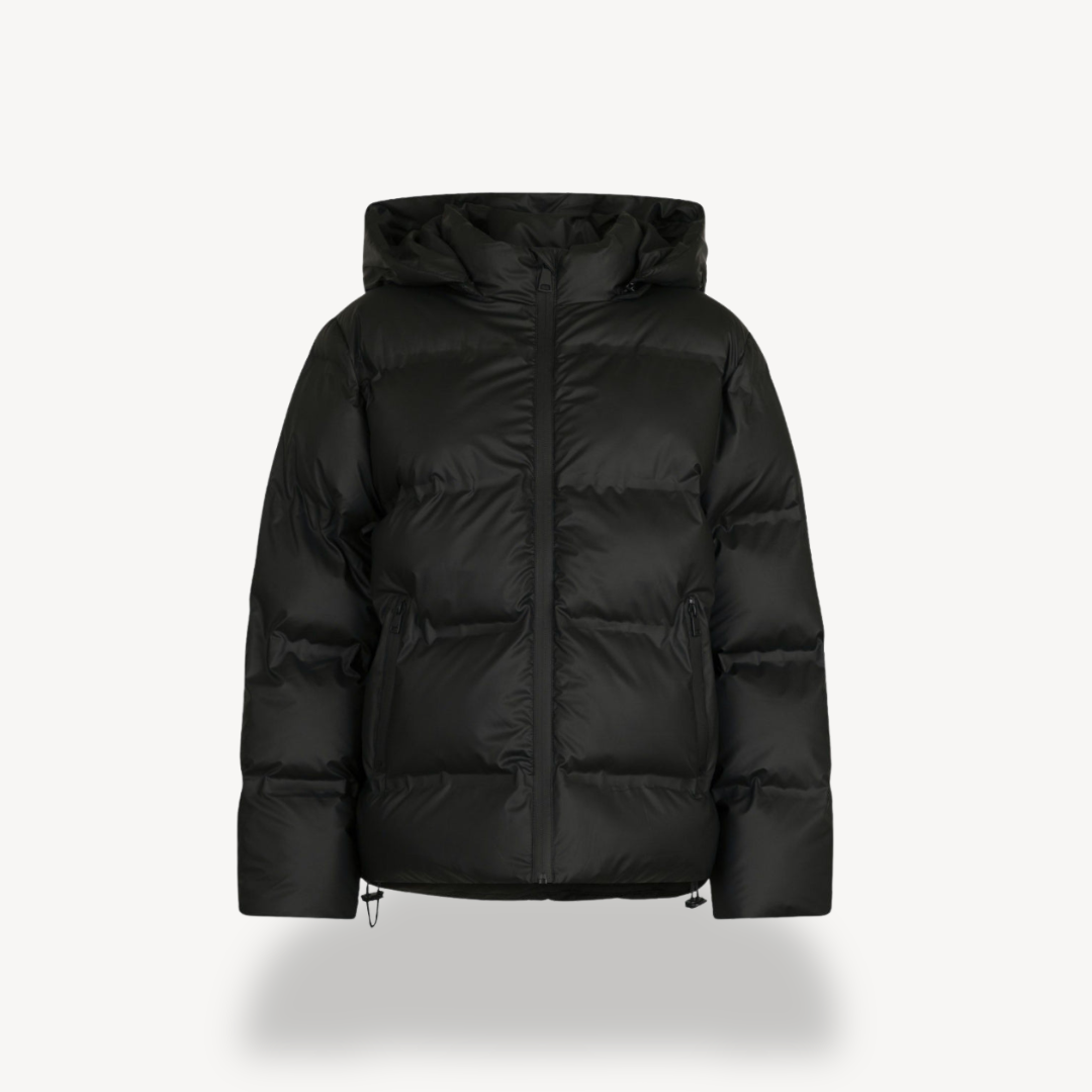 Women’s Black Hooded Puffer Jacket Winter Polyester Coat
