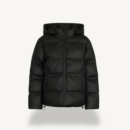 Women’s Black Hooded Puffer Jacket Winter Polyester Coat