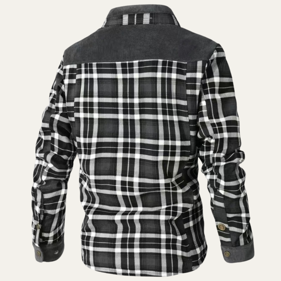 Men’s Plaid Fleece Lined Corduroy Yoke Shirt Jacket