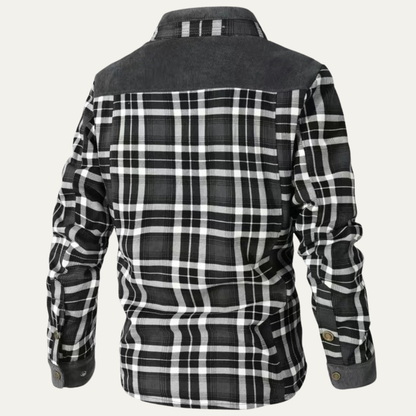 Men’s Plaid Fleece Lined Corduroy Yoke Shirt Jacket