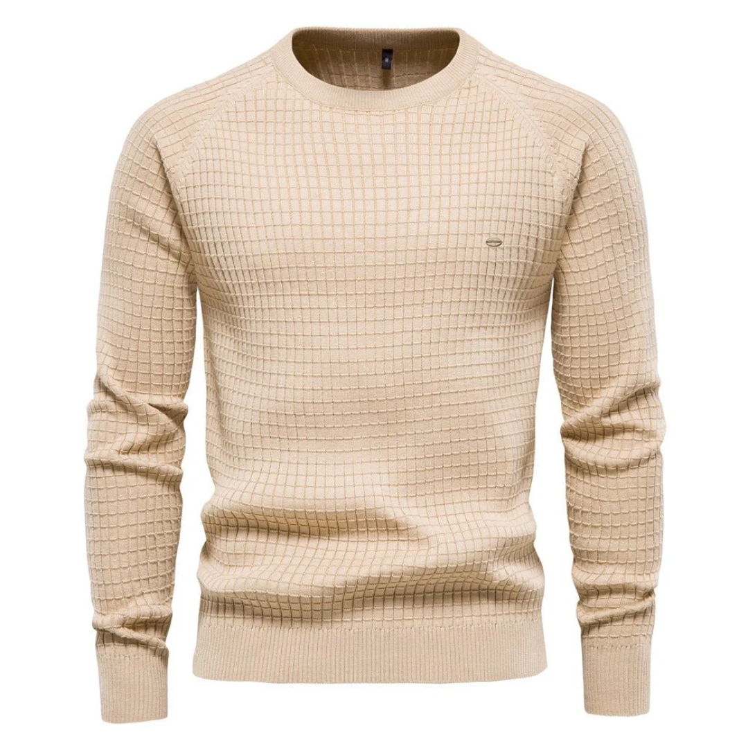 Men’s Textured Waffle Knit Crewneck Sweater