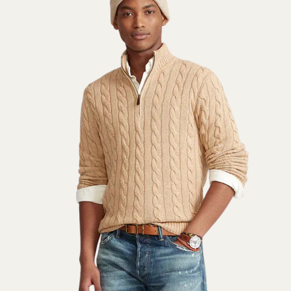 Men’s Heavy Cable Knit Design Sweater