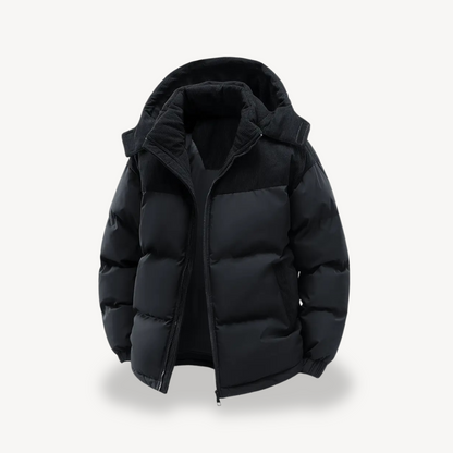 Men's Puffer Jacket with Corduroy Hood