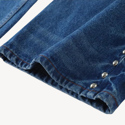 Women's Button-Studded Wide-Leg Jeans