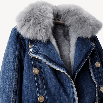 Faux Fur Lined Denim Jacket for Women