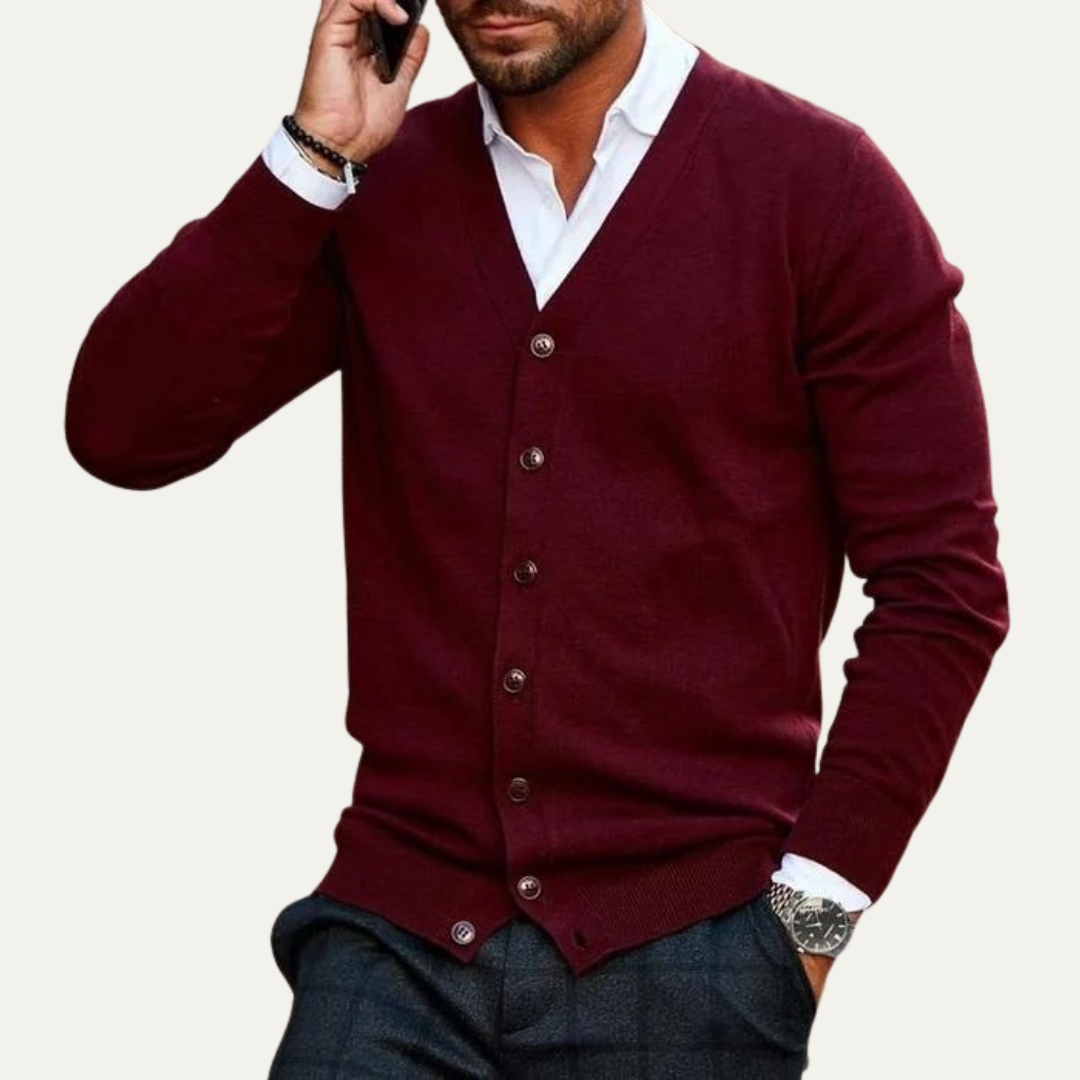 Men’s Classic V Neck Button Front Cardigan