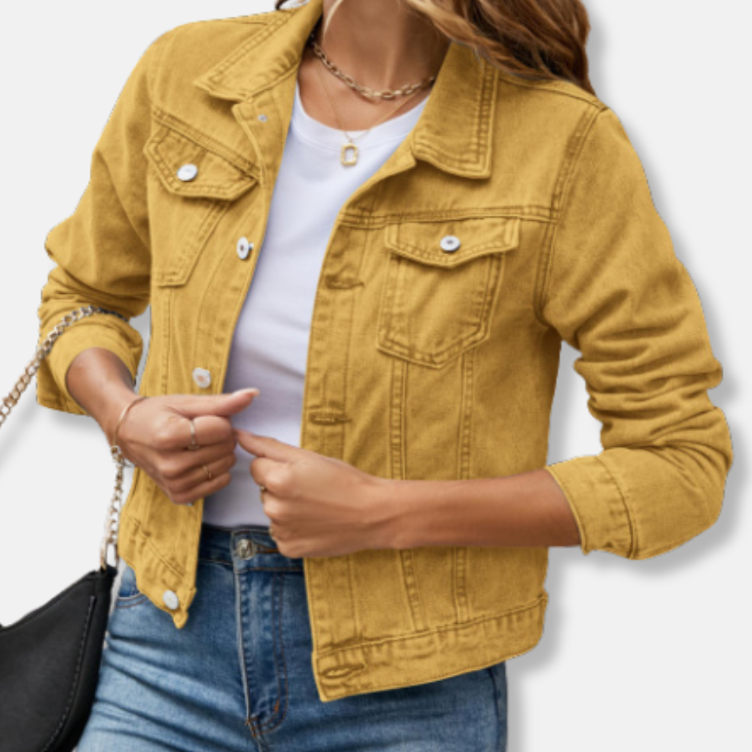 Isabella Denim Jacket | Slim Fit Cropped Denim Jacket