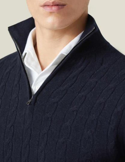 Stylish Cable Knit Zipper Sweater