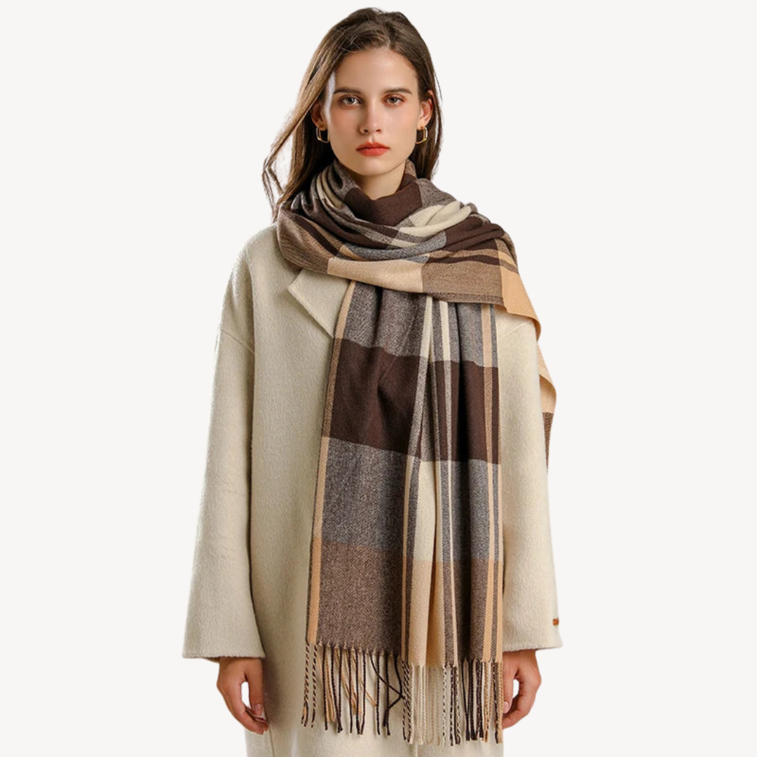 Plaid Wool Scarf for Women