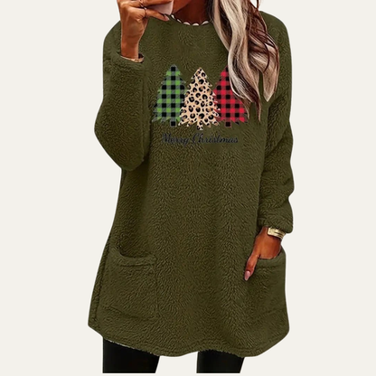 Women’s Fuzzy Christmas Tree Sherpa Lounge Top
