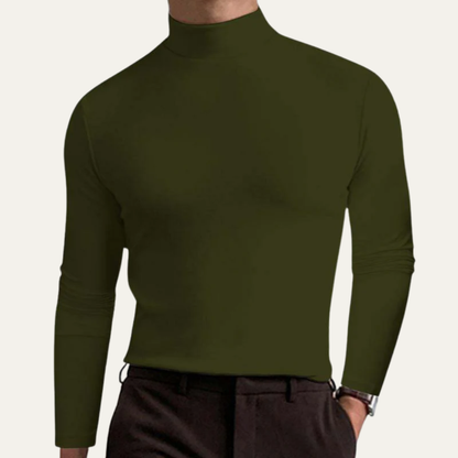 Men’s Smooth Mock Turtleneck Long Sleeve Shirt