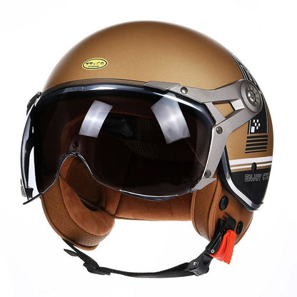Classic Retro Motorcycle Helmet With Clear Face Shield - BritishElegance