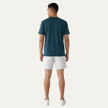 Men’s Casual Mid Thigh Knit Shorts with Stitched Crease