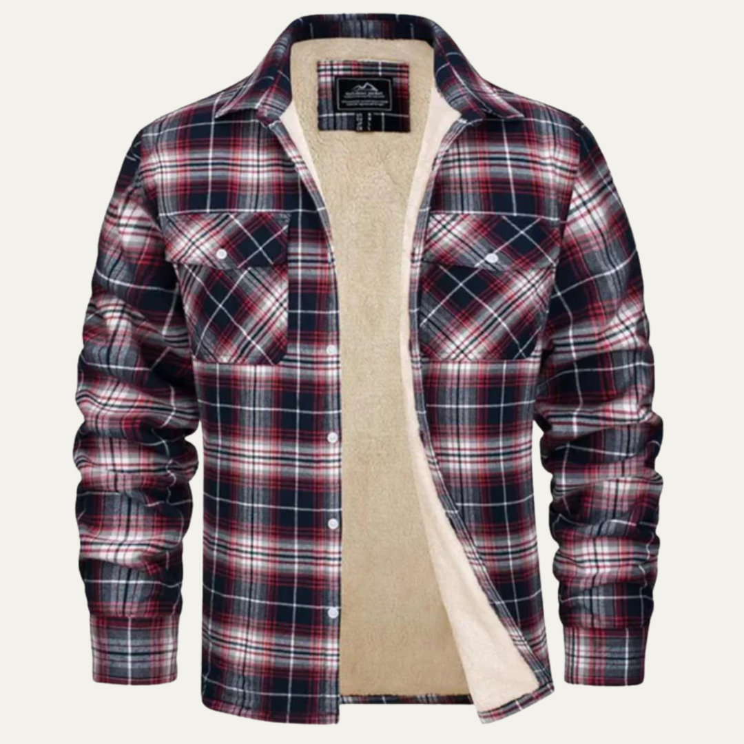 Men’s Warm Fleece Lined Plaid Shirt Jacket