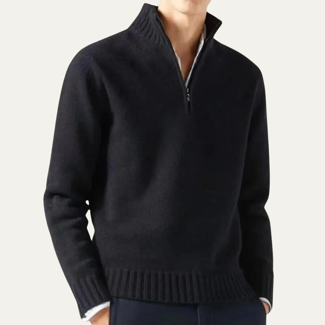 Men’s Ribbed Collar Quarter Zip Sweater