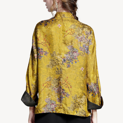 Vintage Chinese Calligraphy Cotton Linen Blouse Shirt Women