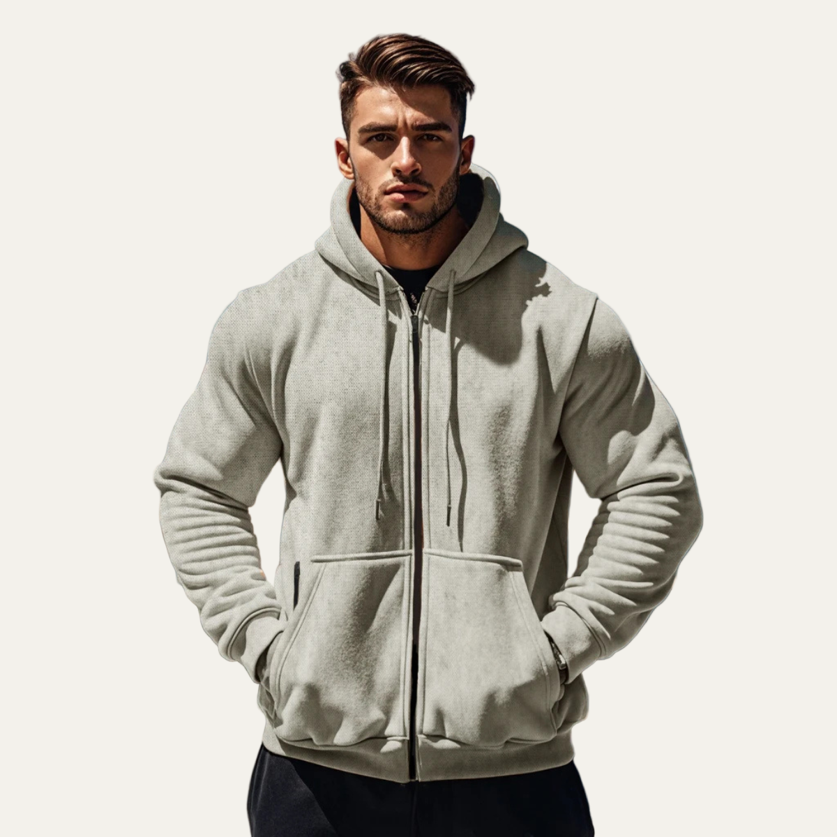 Men’s Warm Corduroy Bomber Jacket with Patch Pockets