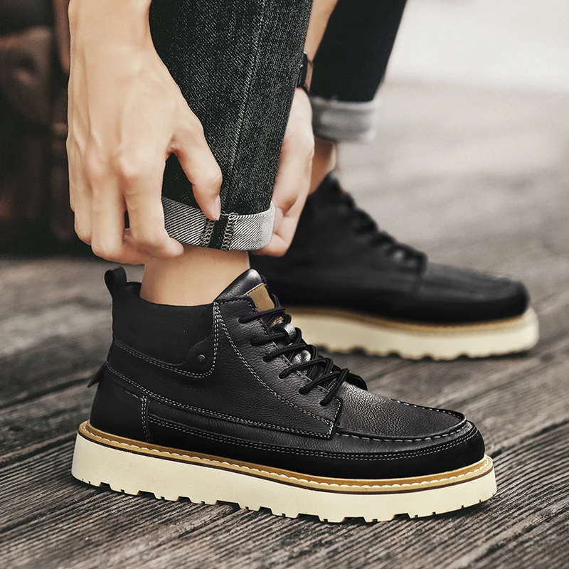 Classic Brown Vegan Ankle Boots for Men
