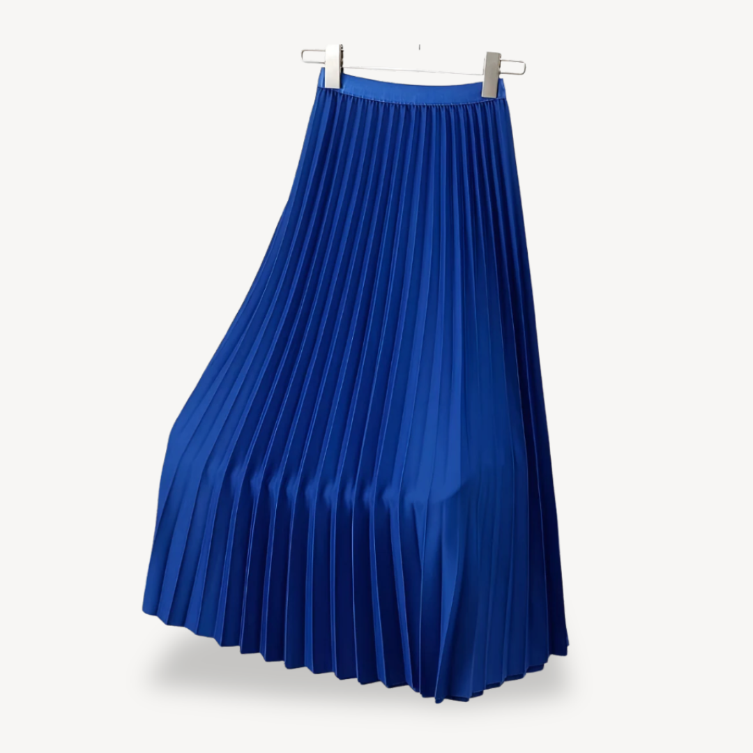 Satin Pleated Midi Skirt for Women