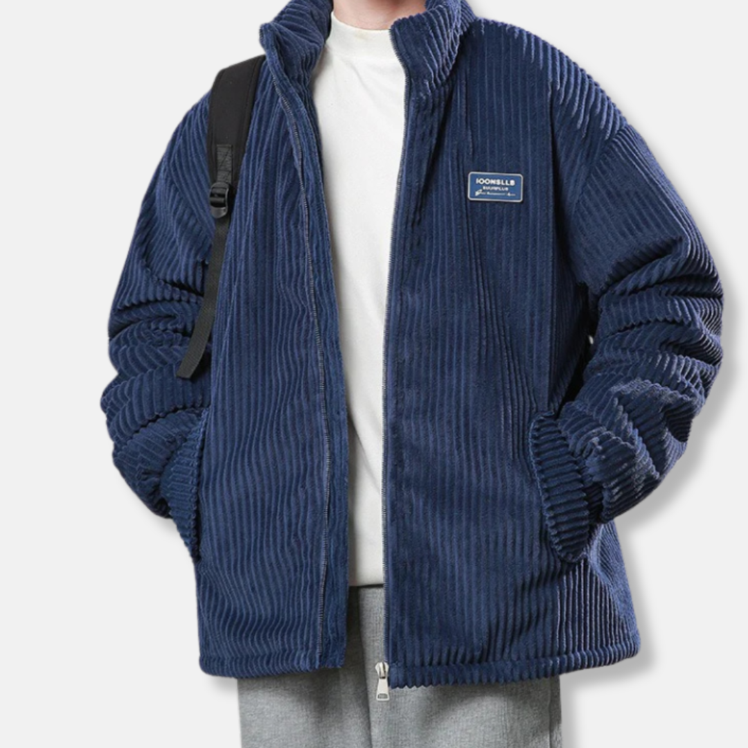 Men’s Jacket – Padded Corduroy – Relaxed Fit – Stand Collar – Elasticated Cuffs