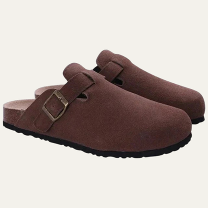 Men’s Buckled Cork Footbed Mule Clogs