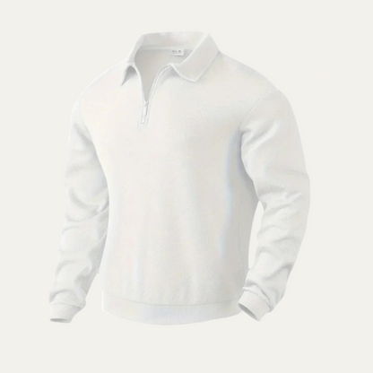 Men’s Textured Quarter Zip Polo Sweater