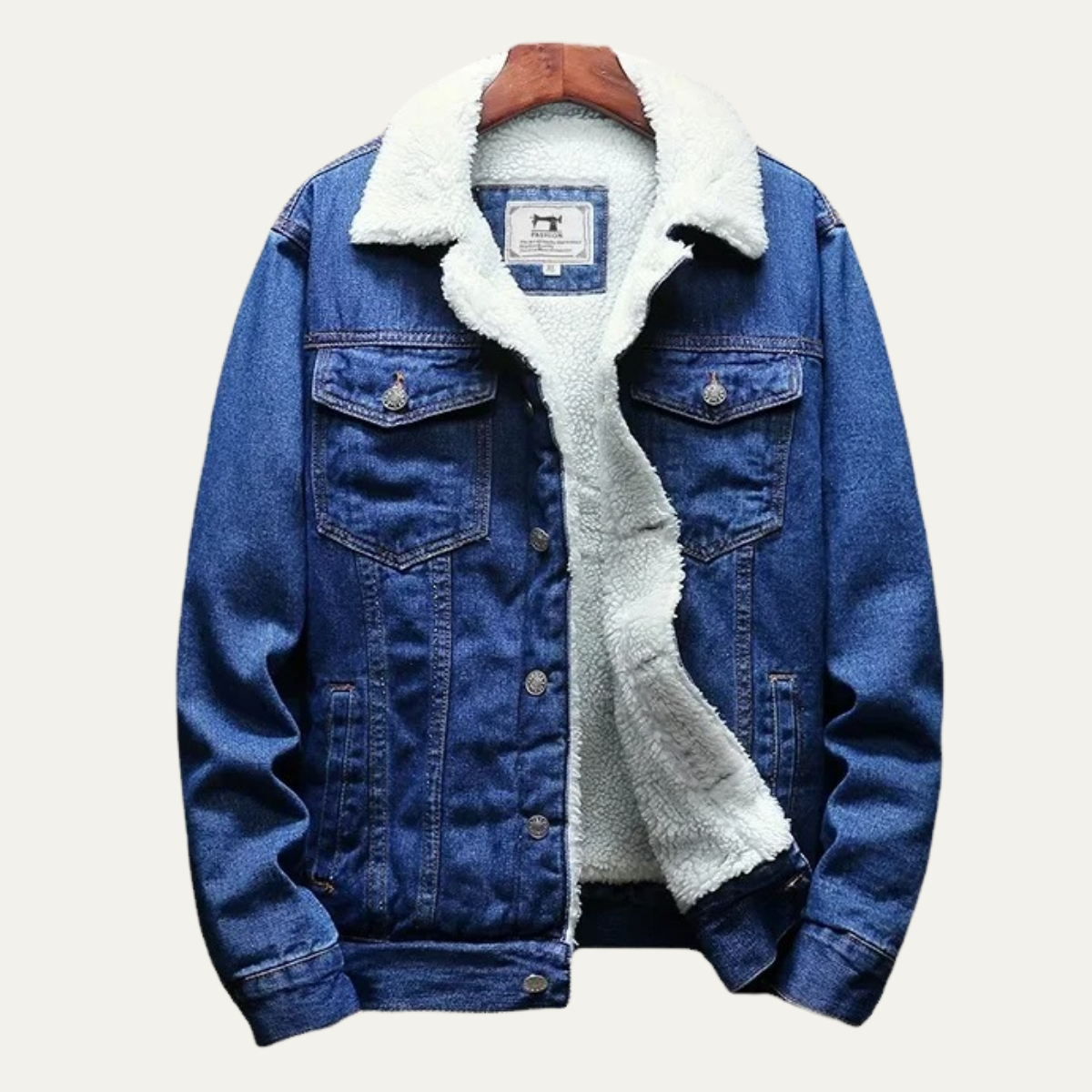 Men’s Winter Shearling Lined Denim Trucker Jacket