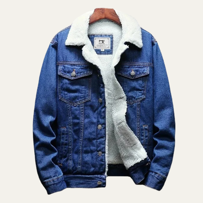 Men’s Winter Shearling Lined Denim Trucker Jacket