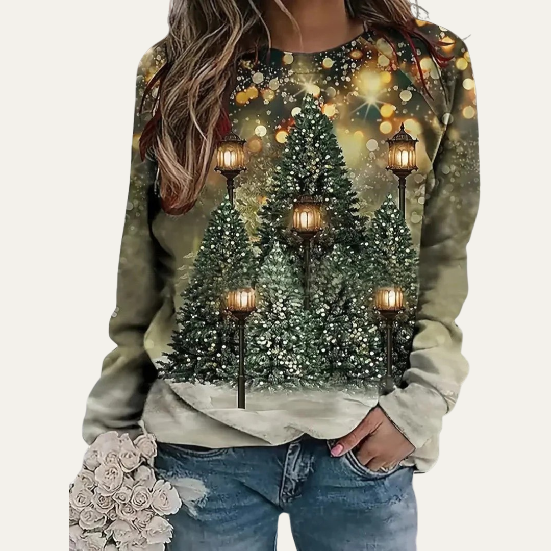 Women’s Golden Christmas Tree Raglan Sweatshirt