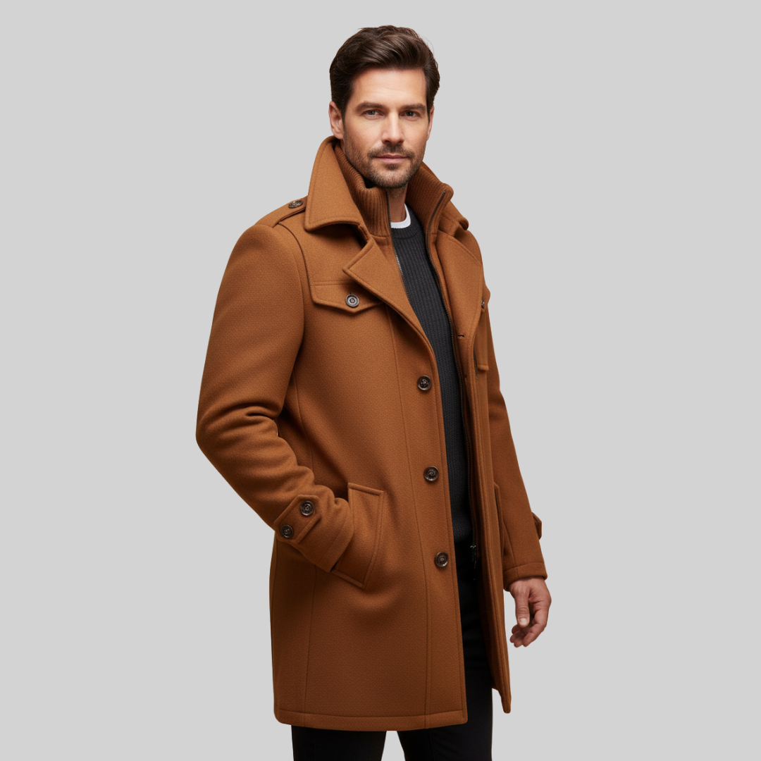 Slim Woolen Business Coat Gray