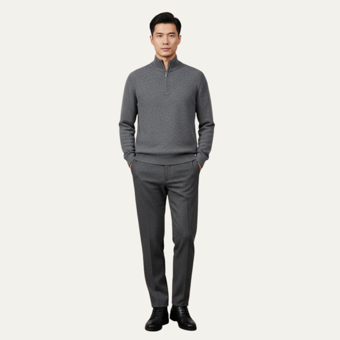 Men’s Tailored Zip Up Knit Sweater