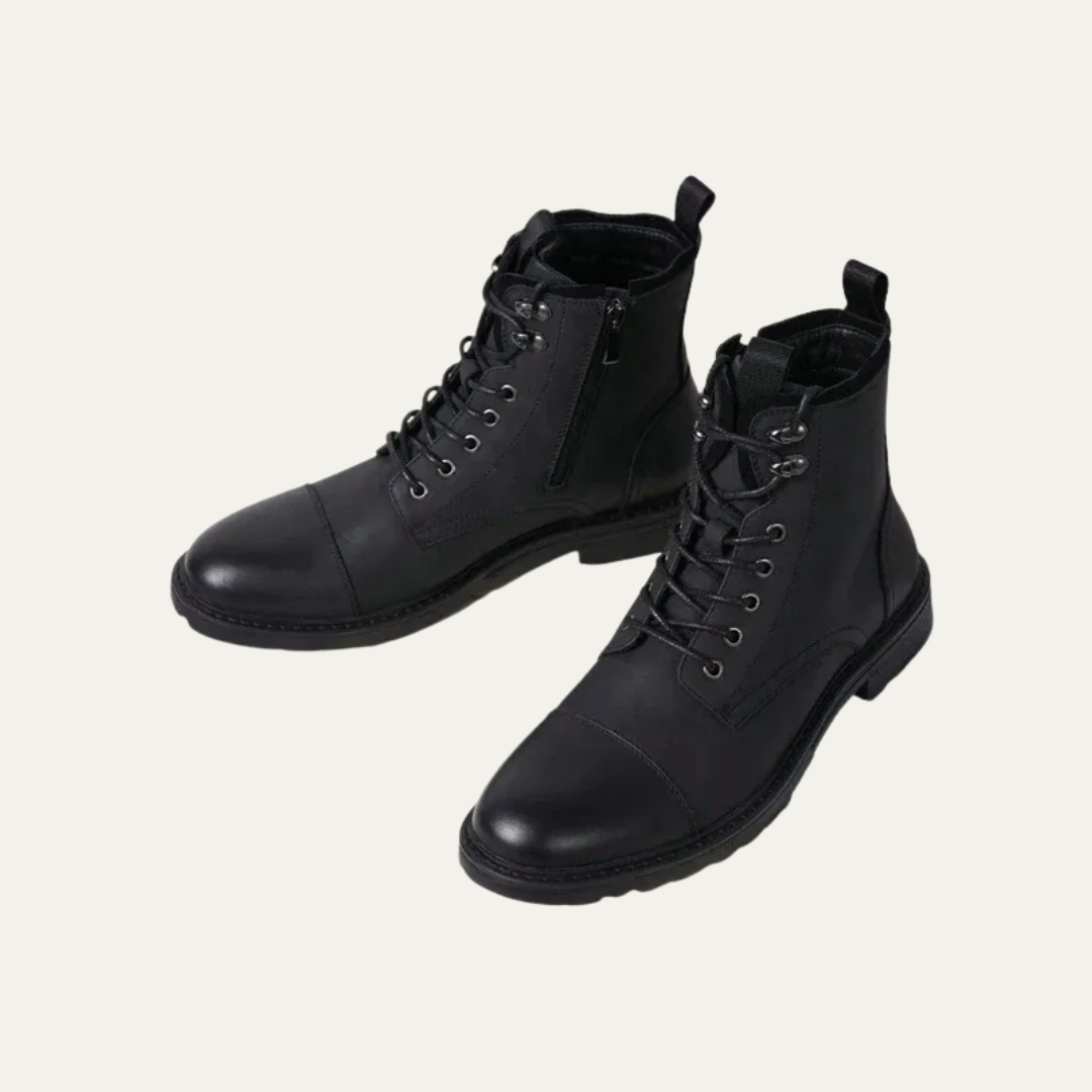 Men’s Cap Toe Lace Up Combat Style Ankle Boots