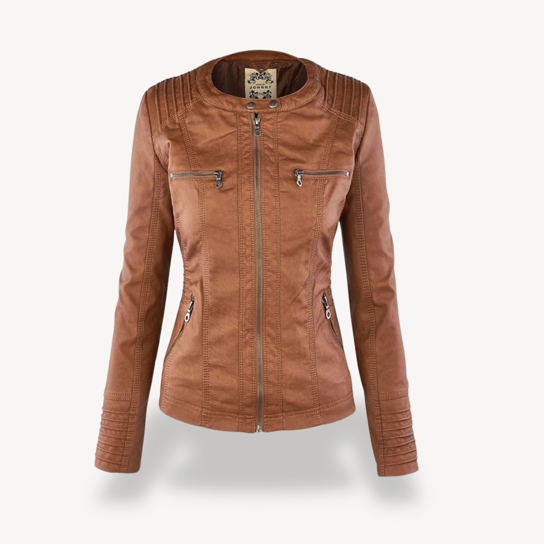 Women's Waterproof Leather Hooded Jacket