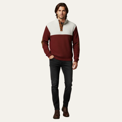 Men’s Color Block Button Placket Sweater