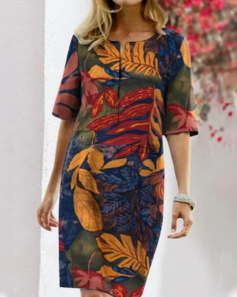 Casual Floral Sundress for Women with Short Sleeves