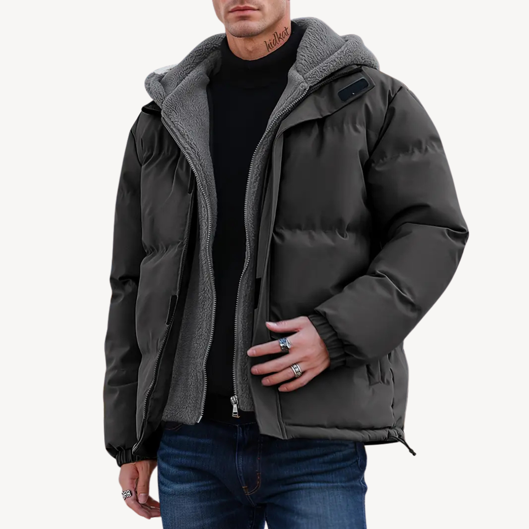 Sherpa-Lined Hooded Puffer Jacket Men