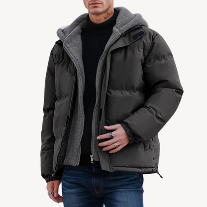 Sherpa-Lined Hooded Puffer Jacket Men