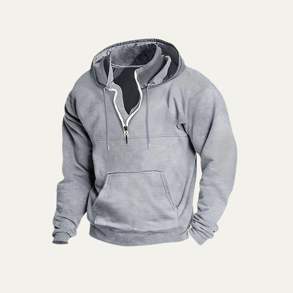 Men’s Utility Pocket Hooded Partial Zip Sweatshirt