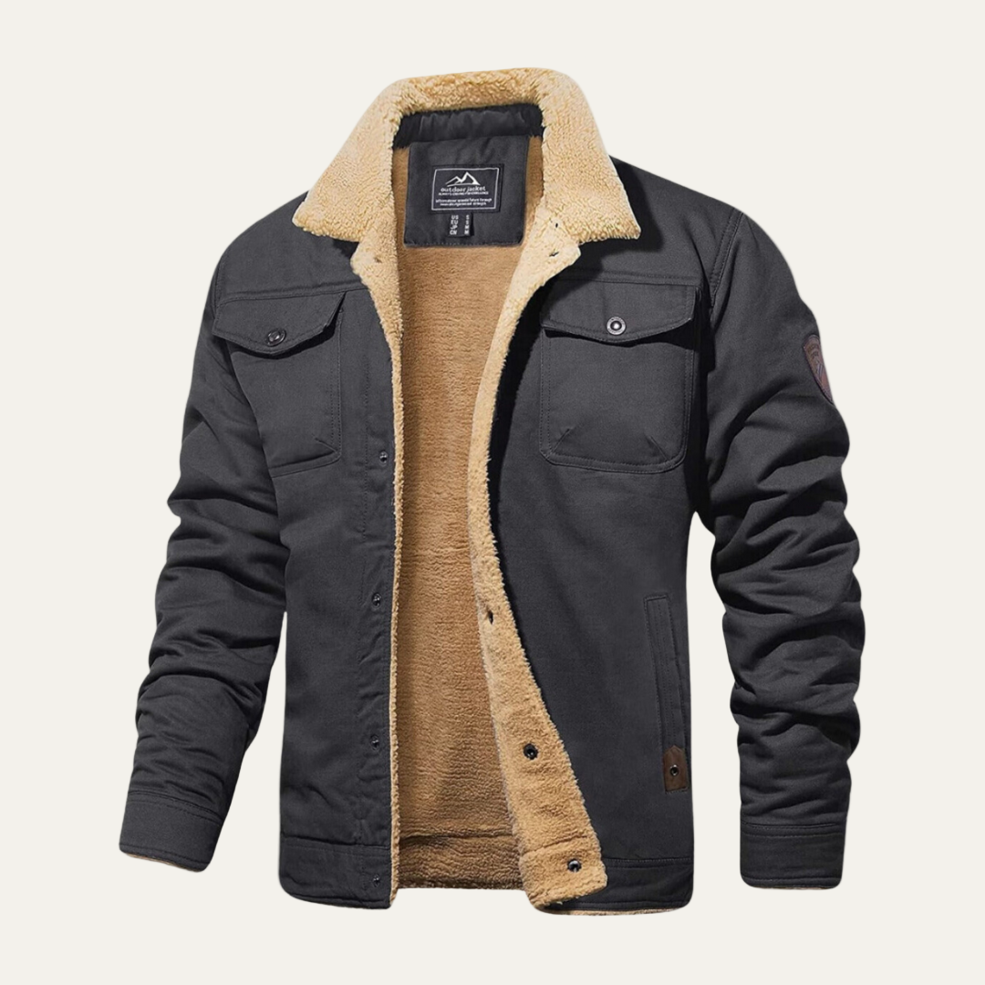 Men’s Heavy Faux Shearling Lined Utility Jacket