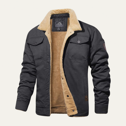 Men’s Heavy Faux Shearling Lined Utility Jacket
