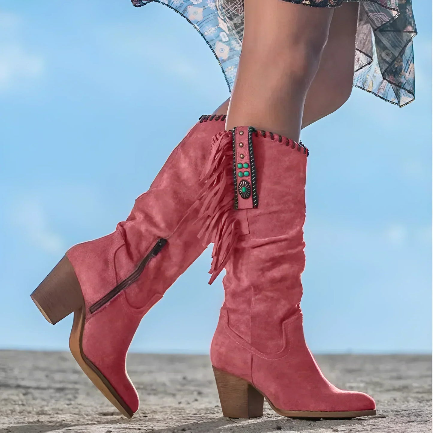 Tall Heeled Western Cowboy Boots for Women