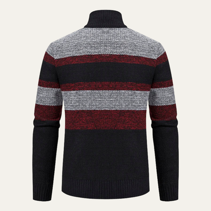 The Desenzano Men’s Knit Winter Striped Zip Cardigan