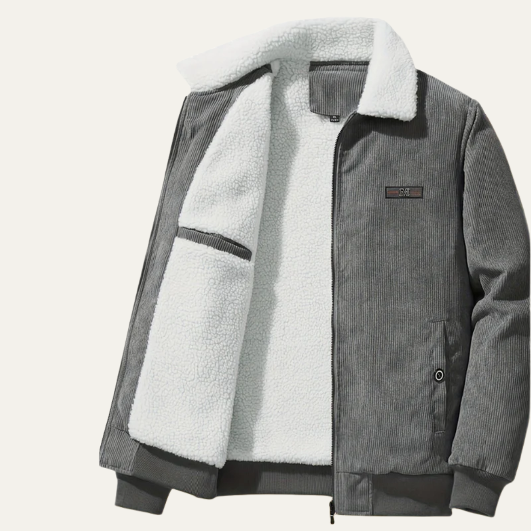 Men’s Corduroy Shearling Collar Zip Jacket