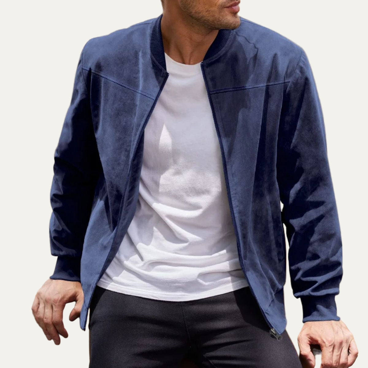 Men’s Casual Suede Look Bomber Jacket