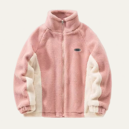 Men’s Cozy Color Block High Neck Fleece Jacket